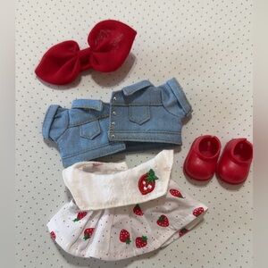 Strawberry-Themed Labubu Outfit Set